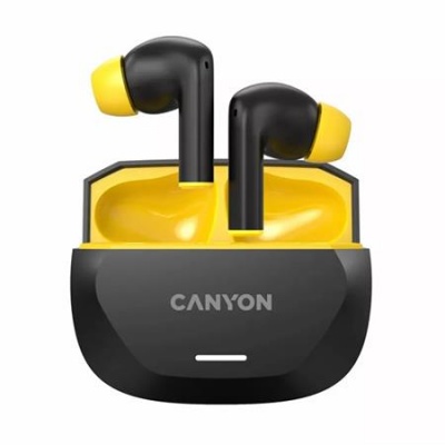 Slúchadlá TWS bezdrôtové Bluetooth 5.4, CANYON „Hexagon 7“, čierno-žlté