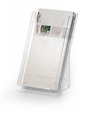 Stojan na prospekty, stolový a nástenný, stojatý, 1/3 A4, DURABLE "COMBIBOXX® M", priehľadný