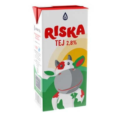 Trvanlivé mlieko, balené v kartóne, 2,8 %, 1 l, RISKA