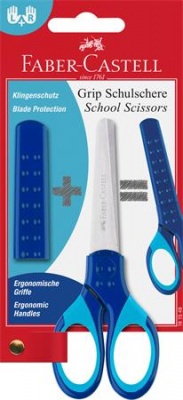Nožnice, školské, 13,5 cm, s krytom na čepeľ, FABER-CASTELL, modrá
