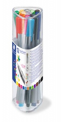 Liner, sada, 0,3 mm, STAEDTLER "Triplus 334", 12 rôznych farieb